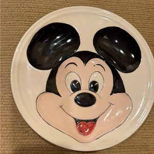 Mickey Mouse Face Walt Disney Prod Ceramic Wall Plate Decor Vintage Hand Painted